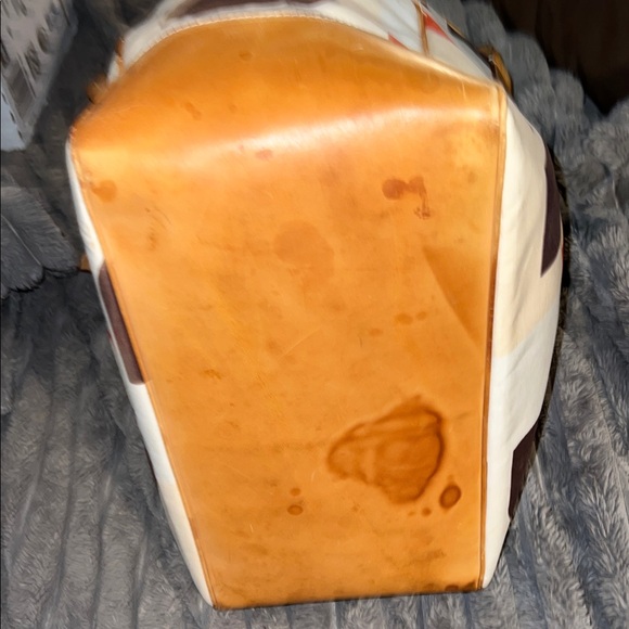 Bally Cream, Red, and Brown Geometric Tote - Picture 7 of 11